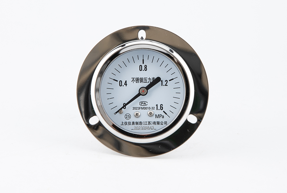 不锈钢轴向带边耐震压力表YN-60BF-ZT