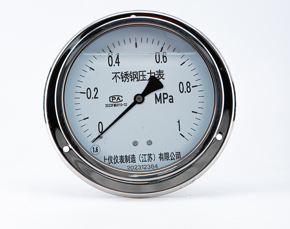 不锈钢轴向带边耐震压力表YN-150BF-ZT