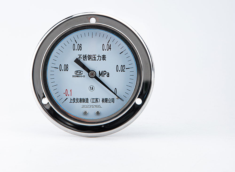 不锈钢轴向带边压力表Y-100BF-ZT