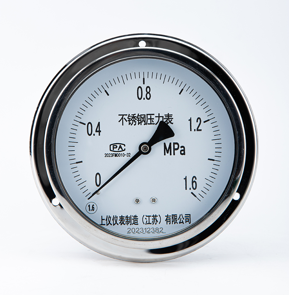 不锈钢轴向带边压力表Y-150BF-ZT