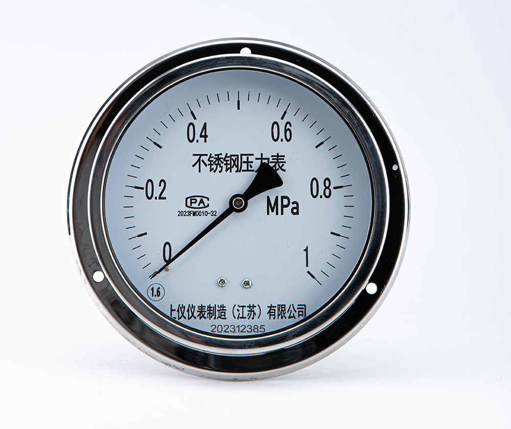 不锈钢轴向带边压力表Y-150BF-ZT 1MPa